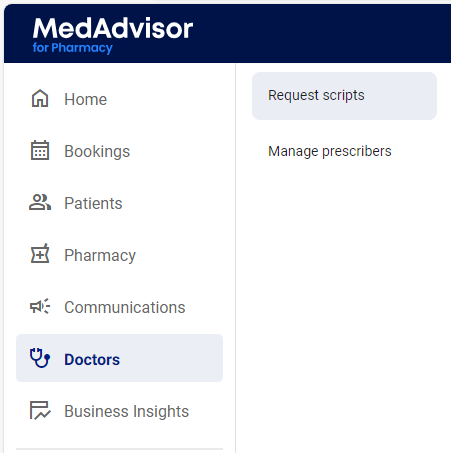 Doctors - Request Scripts menu.png