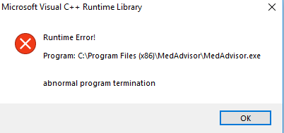 Plusone Throwing Error Runtime Error Abnormal Program Termination Medadvisor