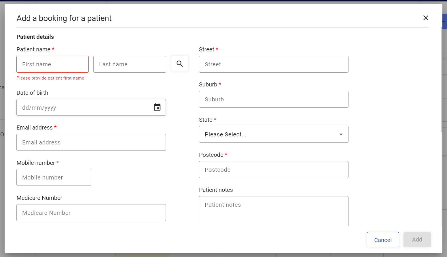 Add a booking for a patient pop up.png