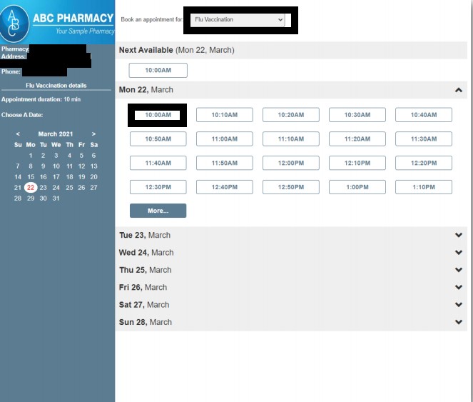 CALENDAR: How do patients book an appointment via the booking link